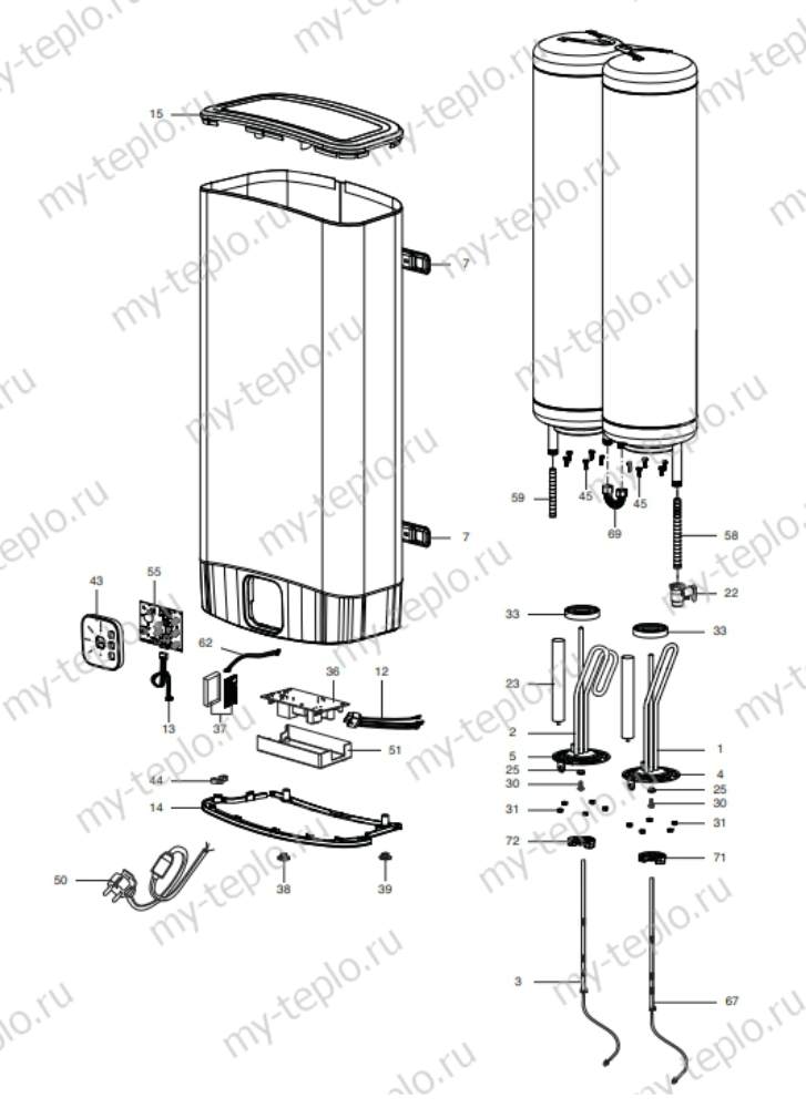 Запчасти для Ariston ABS VLS EVO WIFI PW 100: схема Запчасти Ariston ABS VLS EVO WIFI PW 100 купить в Рязани